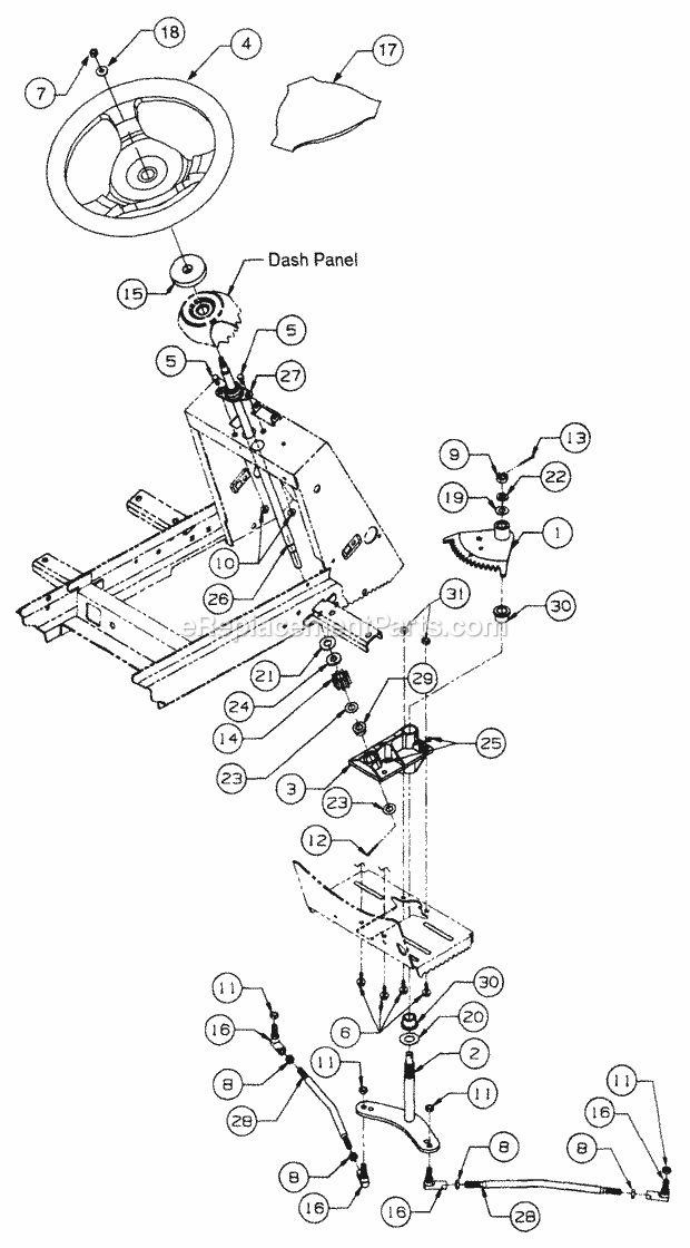 Steering Diagram and Parts List for 2206 13A-298M100 Cub Cadet Lawn Tractor